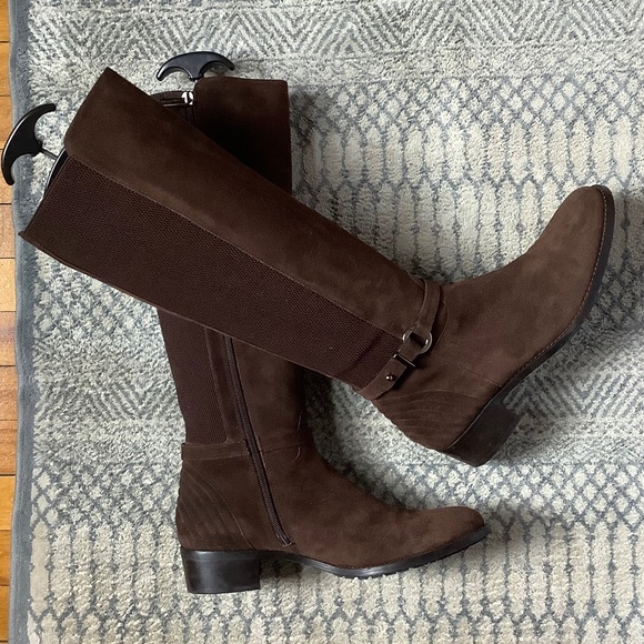 Aquatalia Shoes - Brown Suede Riding Boot Aquatalia Sz 9 New